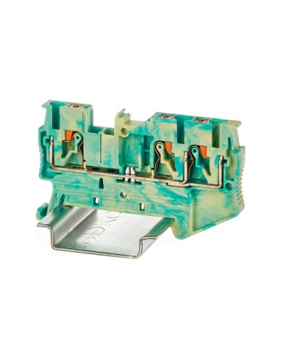 Клемма заземления, 3 точки подключения, 2.5 кв.мм (VPR-2.5-TWIN-PE-YG). Клемма заземления, зажим push-in. ДКС в Ярославле