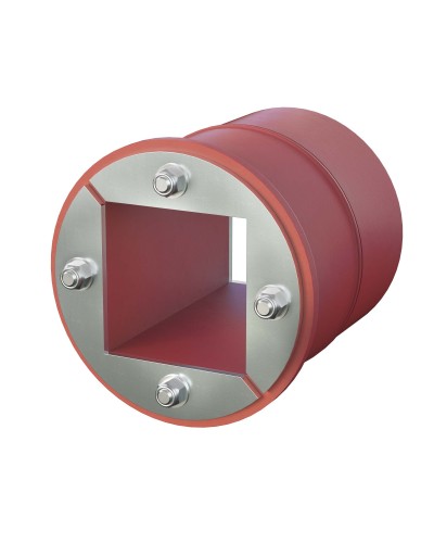 Проходка круглая, нержавеющая, D200х70 мм с проемом 120х120 мм (DXF3126): Проходка круглая, нержавеющая, с проёмом в Ярославле