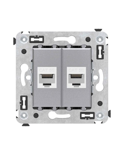 Розетка RJ-45 в стену, кат.5E, Avanti, двойная, закаленная сталь (4404664). Розетка компьютерная. ДКС в Ярославле