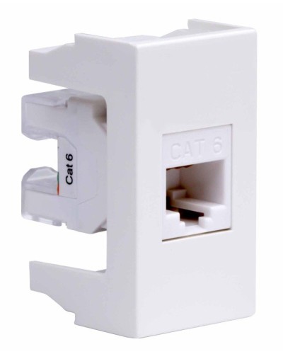 Розетка RJ-45 Viva 1 модуль кат.6A белая (45058). Розетка компьютерная экранированная с одним разъёмом. ДКС в Ярославле