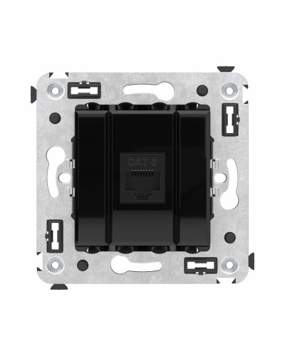 Розетка RJ-45 в стену, кат.6E, Avanti, одинарная, черный квадрат (4402693). Розетка компьютерная. ДКС в Ярославле
