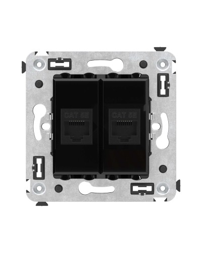 Розетка RJ-45 в стену, кат.5E, Avanti, двойная, черный квадрат (4402664). Розетка компьютерная. ДКС в Ярославле