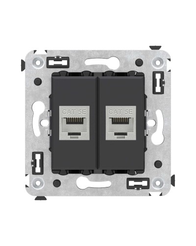 Розетка RJ-45 в стену, кат.6E, Avanti, двойная, черная матовая (4412764). Розетка компьютерная. ДКС в Ярославле
