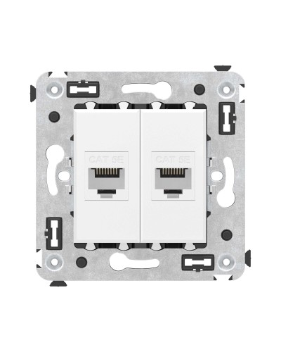 Розетка RJ-45 в стену, кат.5E, Avanti, двойная, белое облако (4400664). Розетка компьютерная. ДКС в Ярославле
