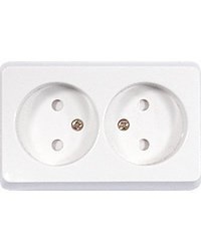 Розетка двойная открытой установки без з/к, бежевый, LK Standard (813601). Розетка без заземляющих контактов с защитными шторками. Экопласт в Ярославле