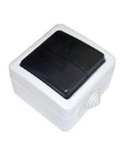 Переключатель двухклавишный 2-полюсный с 2 мест EF602SA, серый, LK Aqua (80006). Переключатель. Экопласт в Ярославле