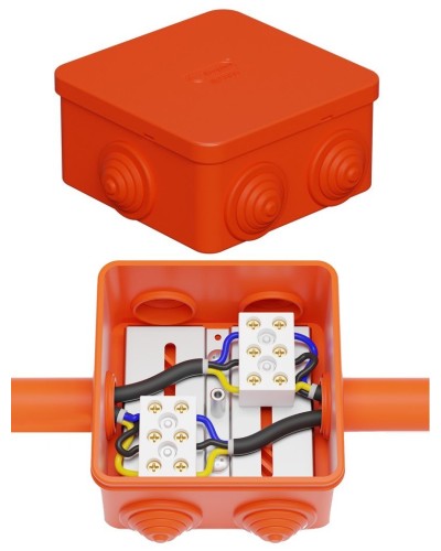 Коробка JBS080 85х85х50, 6 вых., 3P (0,15-4,0 мм²) (43101HF). Коробка монтажная, огнестойкая, без галогена. Экопласт в Ярославле