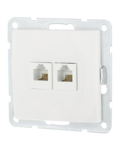 Розетка телефонная двойная 2xRJ-12 с накладкой, белый LK60 (865604-1). Розетка телефонная. Экопласт в Ярославле