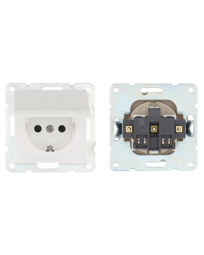 Розетка с з/к, шторками и крышкой, белый LK80 (843404-1). Розетка. Экопласт в Ярославле