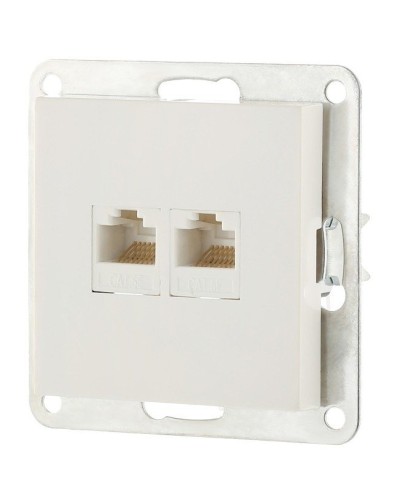 Розетка 2xRJ-45 кат.5е с накладкой, белый LK80 (846204-1). Розетка компьютерная двойная. Экопласт в Ярославле