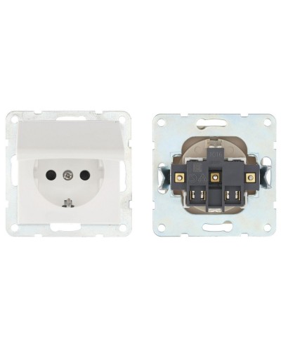 Розетка с з/к, шторками и крышкой, белый LK60 (863404-1). Розетка. Экопласт в Ярославле