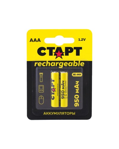 СТАРТ HR03 (AAA, 950mah), упак. 2 шт. БЛИСТЕР. Перезаряжаемые аккумуляторы. СТАРТ в Ярославле