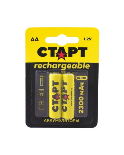 СТАРТ HR6 (AA, 2300 mah), упак. 2 шт. БЛИСТЕР. Перезаряжаемые аккумуляторы. СТАРТ в Ярославле