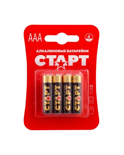 СТАРТ LR03-BL4 (1,5 В, AAA, LR03), упак. 4 шт. БЛИСТЕР. Алкалиновые батарейки. СТАРТ в Ярославле