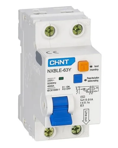 NXBLE-63Y (R) 1п+N C 6А 30мА электронный тип AC 4.5кА CHINT (105540). Автоматический выключатель дифференциального тока. CHINT в Ярославле
