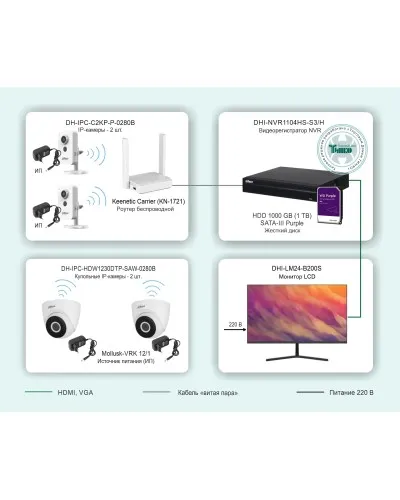 ТСН-029. Беспроводная система видеонаблюдения на основе IP-камер Dahua с использованием Wi-Fi технологии. Dahua в Ярославле