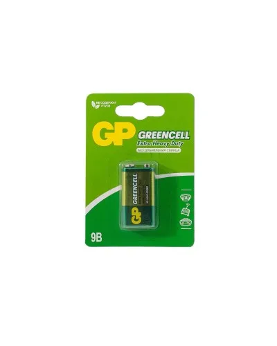 GP GreenCell 9V Крона (GP 1604GLF-2CR1), БЛИСТЕР. Солевая батарейка. GP Batteries в Ярославле