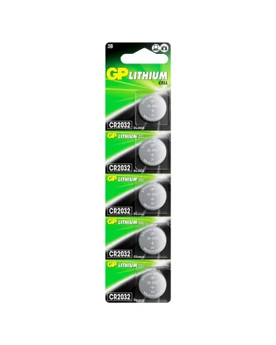 GP Lithium CR2032 (GP CR2032-2C5 100/2000), упак. 5 шт. БЛИСТЕР. Литиевые дисковые батарейки. GP Batteries в Ярославле
