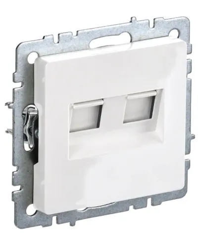 Розетка RJ11+RJ45 РК/Т12-БрБ белая BRITE (BR-KT20-O-1-K01). Розетка двойная. IEK в Ярославле