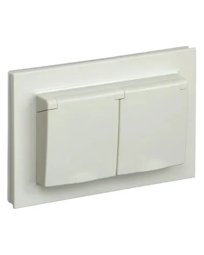 Розетка 2-местная с з/к РСбш12-3-44-БрКр бежевый BRITE (BR-R26-16-44-K10-F). Розетка с заземлением с защитными шторками и крышкой в сборе. IEK в Ярославле