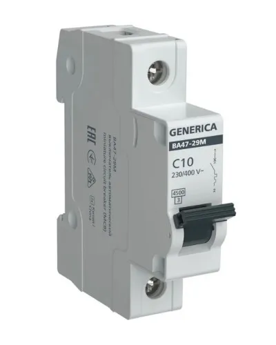 GENERICA ВА47-29М 1P C 10А 4,5кА (MVA21-1-010-C-G). Автоматический выключатель. IEK в Ярославле