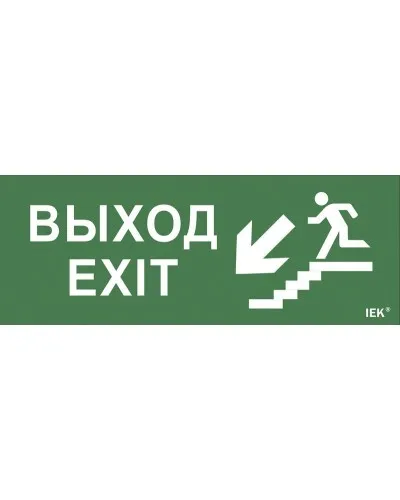 Самоклеящаяся этикетка Выход/лестница вниз/фигура (LPC10-1-24-09-VLVNF). Самоклеящаяся этикетка 240х90 мм. IEK в Ярославле