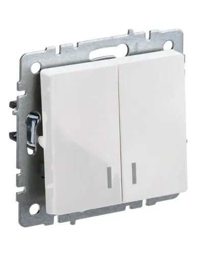 Выключатель 2-клавишный ВС10-2-1-БрБ белый BRITE (BR-V20-1-10-K01). Выключатель с индикацией. IEK в Ярославле