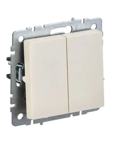 Выключатель 2-клавишный проходной ВС10-2-6-БрКр бежевый BRITE (BR-V22-0-10-K10). Выключатель. IEK в Ярославле