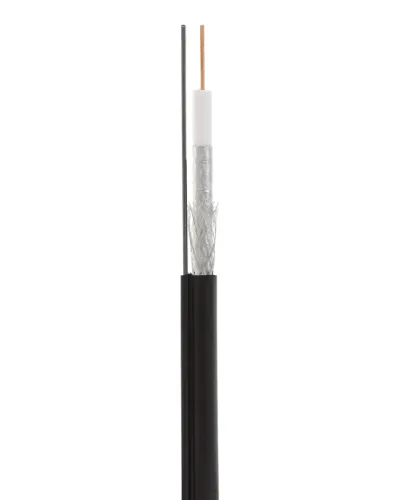 RG-11U, 75 Ом, CCS/Al/Al 83% + ТРОС*1 (бухта 305 м), черный OUTDOOR (01-3021). Кабель коаксиальный радиочастотный. Rexant в Ярославле