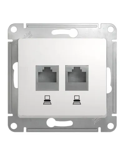Glossa розетка RJ45+RJ45 2-местная, кат. 5Е, скрытой установки, механизм, белый (GSL000185KK). Розетка компьютерная. Systeme Electric в Ярославле