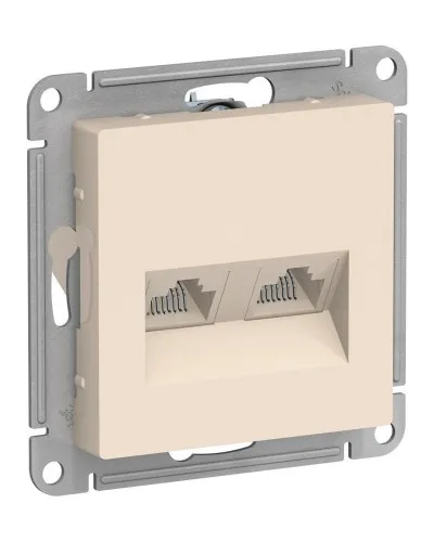 AtlasDesign розетка RJ45+RJ45, 2-местная, скрытой установки, механизм, бежевый (ATN000285). Розетка компьютерная. Systeme Electric в Ярославле