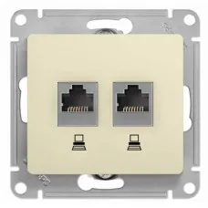 Glossa розетка RJ11+RJ45, 2-местная, кат. 5Е, скрытой установки, механизм, бежевый (GSL000285). Розетка компьютерная + телефонная. Systeme Electric