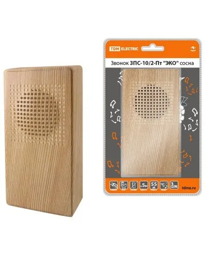 ЗПС-10/2-Пт ЭКО сосна, птичка, без кнопки, AC 230V (SQ1901-0026). Звонок проводной. TDM ЕLECTRIC в Ярославле
