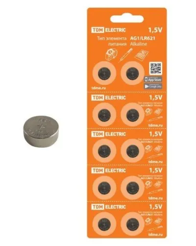 AG1/LR621 Alkaline 1,5V BP-10 TDM (SQ1702-0045). Элемент питания. TDM ЕLECTRIC в Ярославле