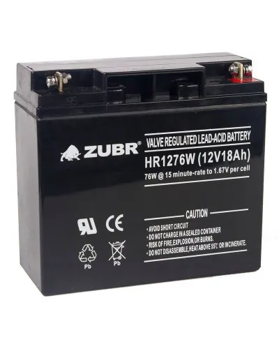 ZUBR HR 1276W (12V, 18Ah). Аккумулятор герметичный свинцово-кислотный. ZUBR в Ярославле