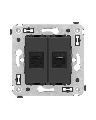 Розетка RJ-45 в стену, кат.5E, Avanti, двойная, черный матовый (4412664). Розетка компьютерная. ДКС в Ярославле