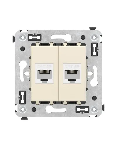 Розетка RJ-45 в стену, кат.5E, Avanti, двойная, ванильная дымка (4405664). Розетка компьютерная. ДКС в Ярославле