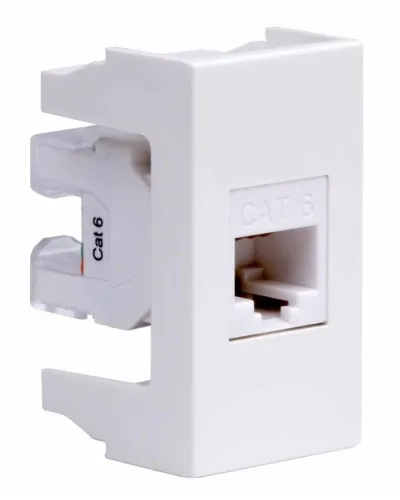 Розетка RJ-45 Viva 1 модуль кат.6A белая (45058). Розетка компьютерная экранированная с одним разъёмом. ДКС в Ярославле