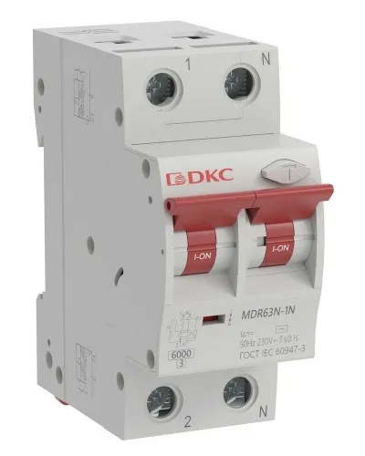 YON max MDR, 1P+N, 30mA, 63A, 6kA, А (MDR63N-1N2C63-A). Автоматический выключатель дифференциального тока. ДКС в Ярославле