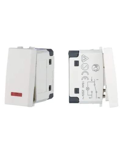 Переключатель с двух мест, с индикатором 45х22,5мм, белый LK45 (850404-1). Переключатель с двух мест (схема 6L). Экопласт в Ярославле