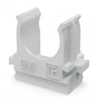 Крепеж-клипса для труб АБС-пластик в п/э D16 (100 шт) (PR.02616). Крепление для труб ПВХ. Промрукав